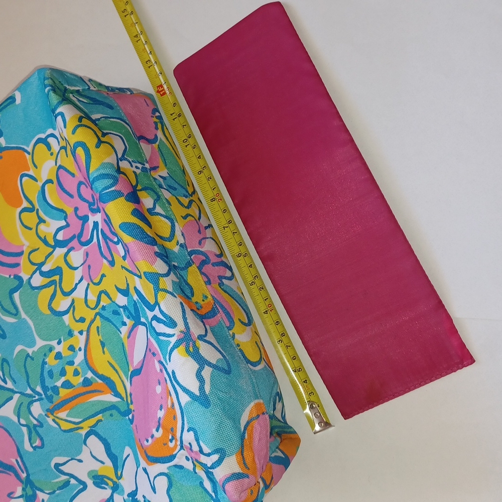 Lilly Pultizer for Estee Lauder bright floral tote bag + pink gold cosmetic bag - Picture 7 of 17
